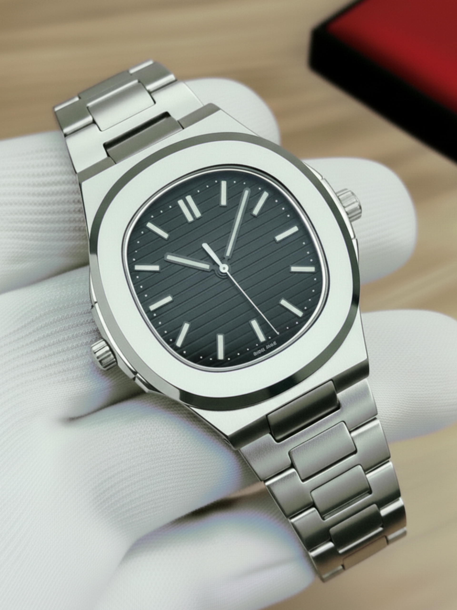 12_98fbeefb-9504-4665-9cae-068a1a3011f7 Patek Square Nautilus Stainless Steel Watch for Men & Boys - black-silver-3 - Image 1