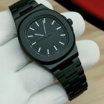 Square Nautilus Stainless Steel Watch for Men & Boys - black-golden-2
