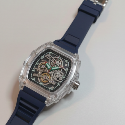 Frank Muller Transparent Dial Latest Article Watch with Rubber Strap(Plastic Case) - blue