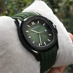 Ruber Strap Square Dial Watch for Men Boys (With Date) - Grey Golden