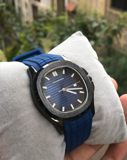 Ruber Strap Square Dial Watch for Men Boys (With Date) - Green Black