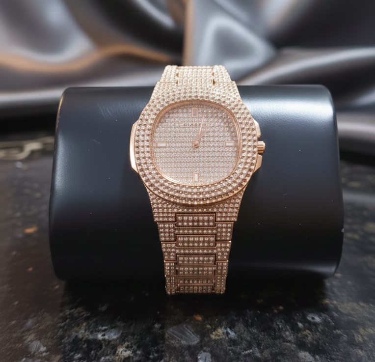 Trendy Square Diamond Iced Out Watch for Men Women - Stainless Steel Classic Wristwatch - gold - Image 1