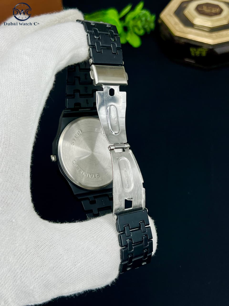 Latest Design Hexa Stainless Steel Watch for Men & Boys - black-silver - Image 1
