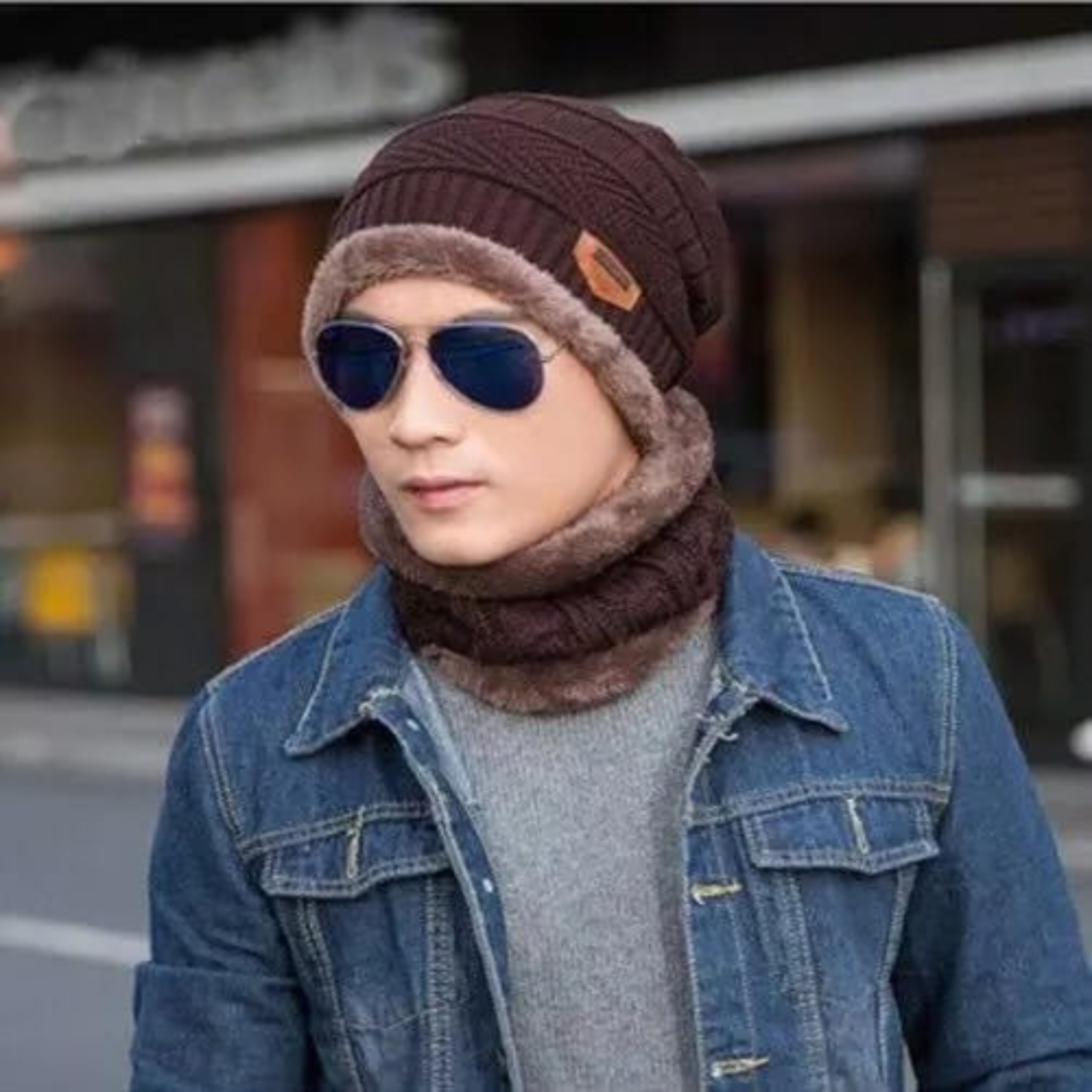 89 Beanie cap-Wool cap with neck warmer for men women| Winter cap for Unisex - red - Image 1