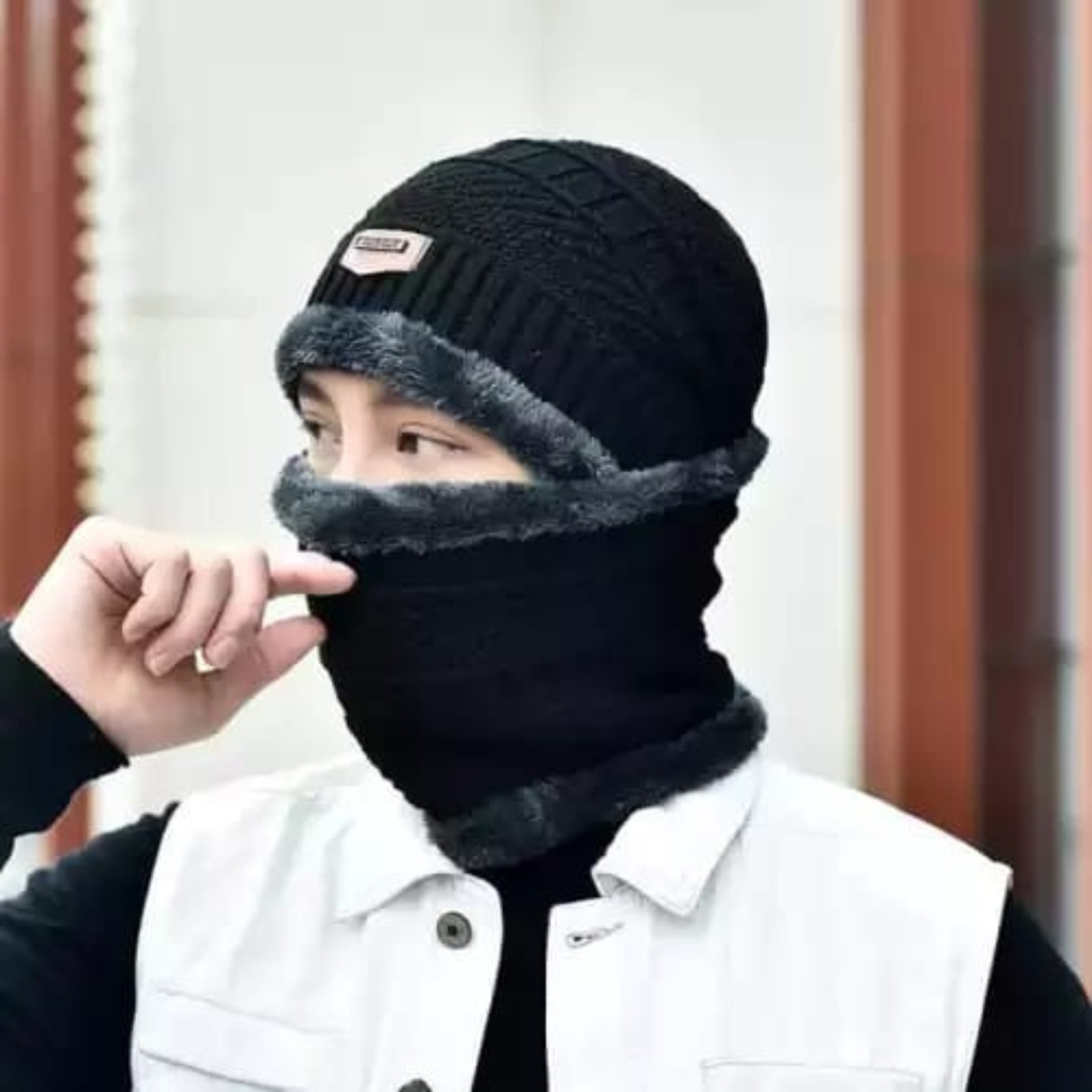 90 Beanie cap-Wool cap with neck warmer for men women| Winter cap for Unisex - blue - Image 1