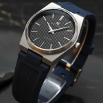 Silicone Tape Student Watch Men's Wristwatch Fashion Calendar Men's Watch - blue-silver-2