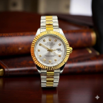 Rolex Date Just in Premium Quality Stainless Steel - 2-tone-blue-dial