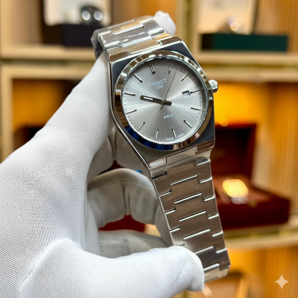 Gemini_Generated_Image_le2uz2le2uz2le2u Tissot prx stainless steel with date. Premium Quality luxury watch (Plain Dial) - tiffany-blue - Image 1