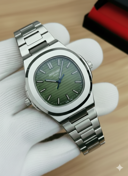 Patek Square Nautilus Stainless Steel Watch for Men & Boys - green-silver