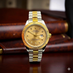 Rolex Date Just in Premium Quality Stainless Steel - 2-tone-golden-dial
