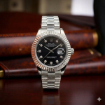 Rolex Date Just in Premium Quality Stainless Steel - green-silver
