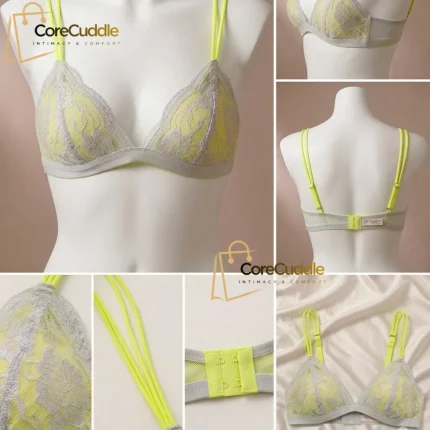 CoreCuddle French Triangle Single Hook Lace Bralette Net Bra for Women & Girls (Random Color)