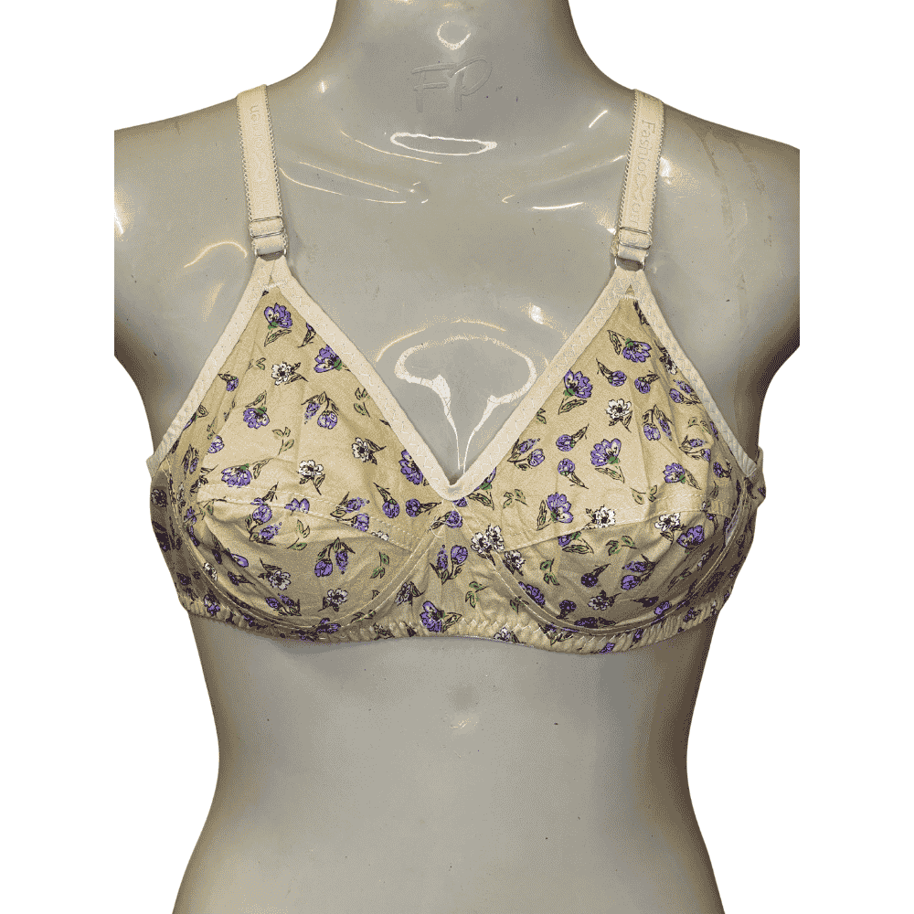 Untitled design (36) CoreCuddle Premium Floral Printed Lawn Bra for Women & Girls (Skin Base Flower Print) - Image 1