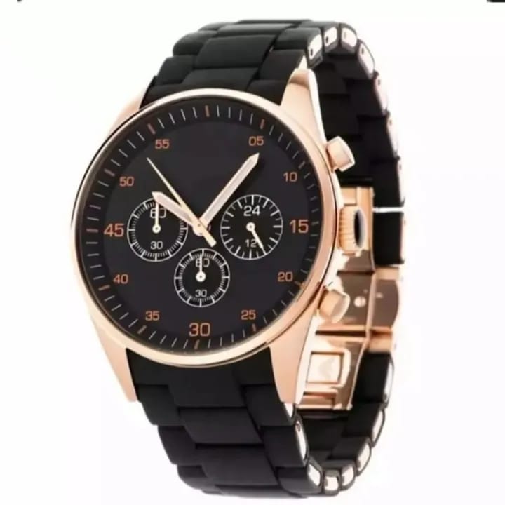 WhatsAppImage2024-10-29at4.03.12PM_1 Armani High Quality Rubber Strap Watch - Black Golden - Image 1
