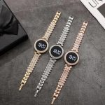 Round Digital Diamond Touch LED Watch for Women Girls