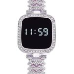 Sqaure Digital Diamond Touch LED Watch for Women Girls - Gold