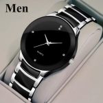 Classic Business Stainless Steel Watch for Men Boys - black-silver-1