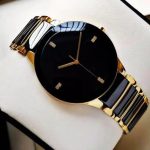 Classic Business Stainless Steel Watch for Men Boys - black-golden-2