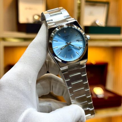 Tissot prx stainless steel with date. Premium Quality luxury watch (Plain Dial) - blue