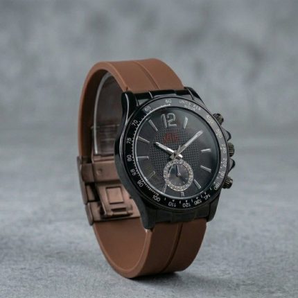 Round Dial Rubber Silicone Strap Watch with Magnet Lock - black-white