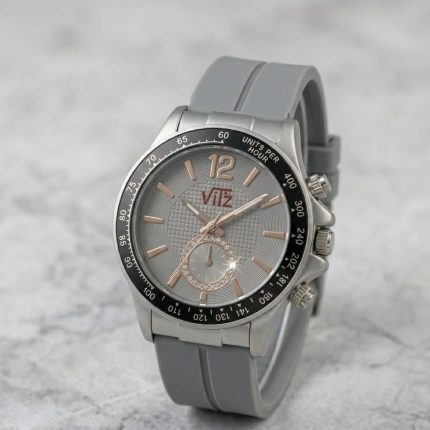 Round Dial Rubber Silicone Strap Watch with Magnet Lock - grey-silver