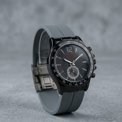 Round Dial Rubber Silicone Strap Watch with Magnet Lock - grey