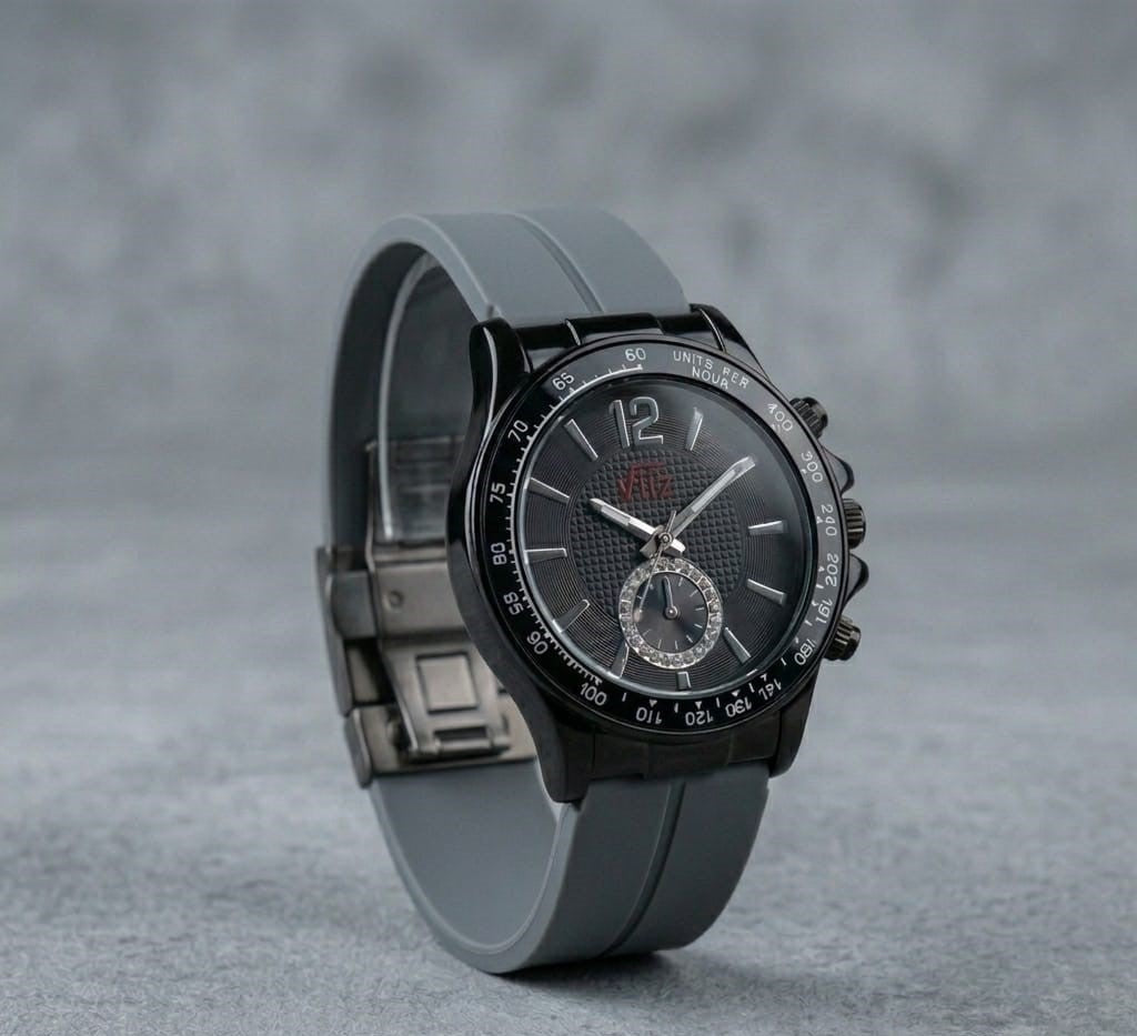 WhatsAppImage2026-03-28at5.29.50PM Round Dial Rubber Silicone Strap Watch with Magnet Lock - grey - Image 1