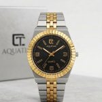 Aquatime Quartz   “ Fluted Bezel Two-Tone Watch with Honeycomb Dial - 3-tone