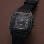 The Legacy Square   “ Silver Roman Numeral Watch with Ribbed Silicon Strap - black-silver-3