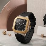 Aquatime Horizon Series   “ Gold Brushed Bezel & Matte Black Silicone Watch