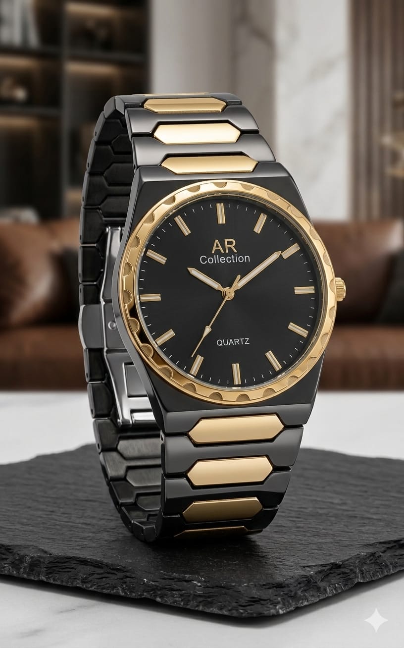 WhatsAppImage2026-04-21at7.14.17PM AR Collection "Icon" Series “ Integrated Bracelet Quartz Timepiece - black-golden-2 - Image 1