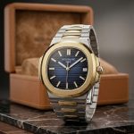 Nautilus PATEK PHILIPPE GENEVE Stainless Steel Premium Quality (Matt Finish) - 2-tone-blue-dial
