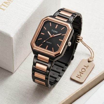 Tomi Stainless Steel OLD MONEY Style Watch - black-silver-3