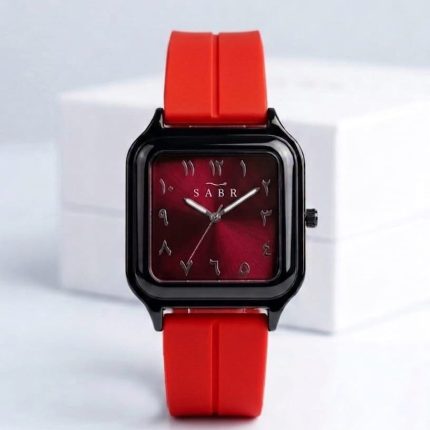 SABR Stealth Square Watch with Eastern Arabic Numerals   “ Magnetic Strap & Sunray Dial - black-green