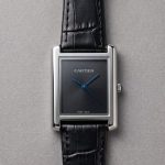Cartier TANK Watch in Plain Dial Leather Strap - black-arabic